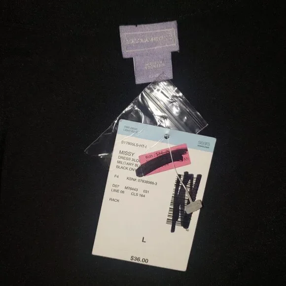 Laura Scott Military Style Button Up Black Blouse Womens Size Large NEW - Picture 8 of 9